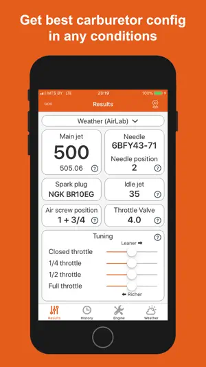 Jetting for KTM 2T Moto screenshot 1