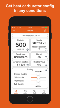 Jetting for KTM 2T Moto screenshot 1