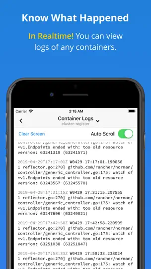 Captura de pantalla de Kuber - Kubernetes Dashboard en iPhone 5