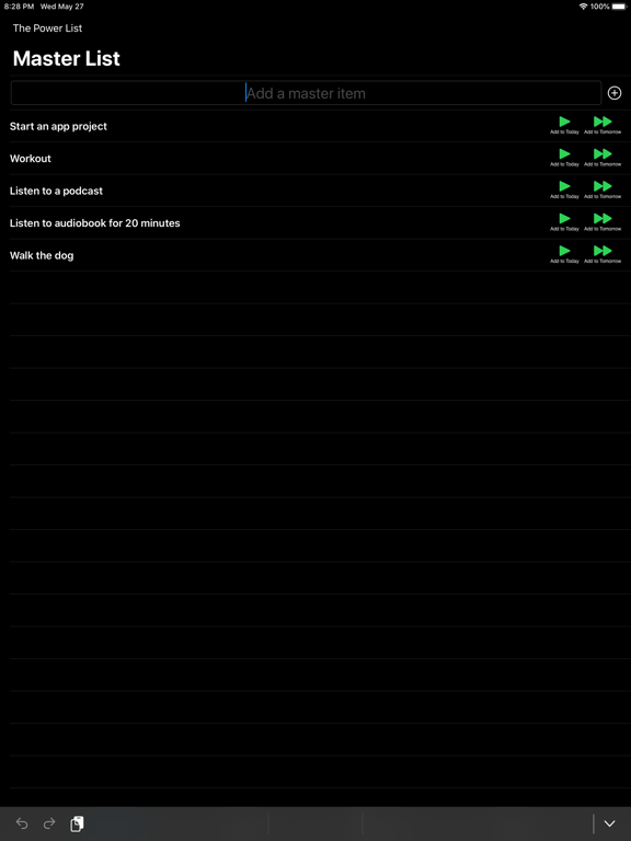 The Power List To Do iPad screenshot