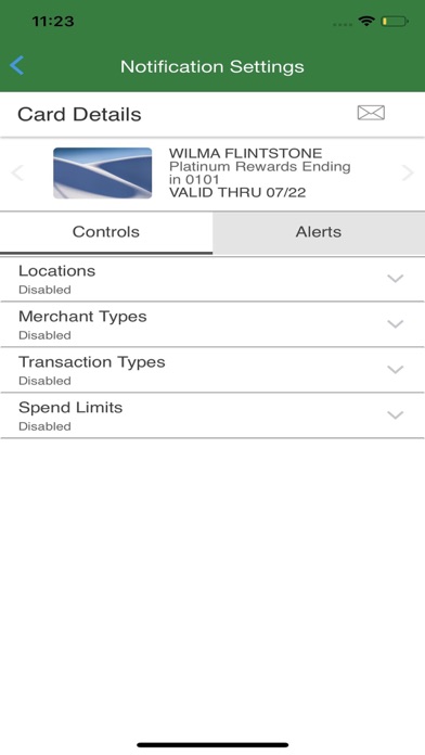 ACCU Card Controls Screenshot