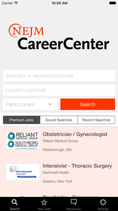 NEJM CareerCenter Screenshot