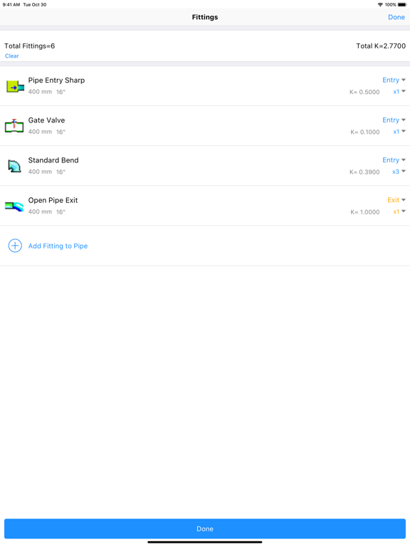 Pipe Flow Wizard - Calculator iPad screenshot 9 - Utilities app