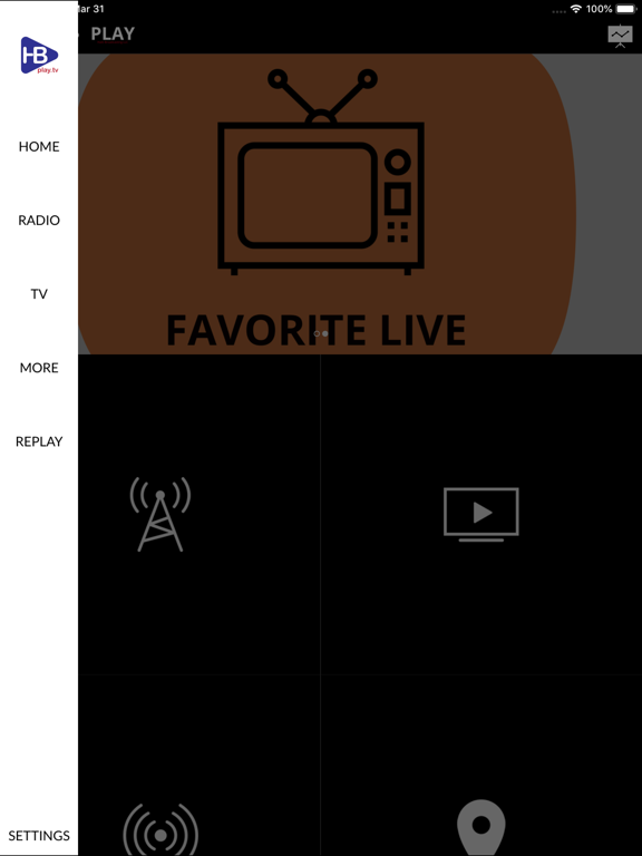 HB PLAY LIVE APP iPad screenshot 4 - Entertainment app
