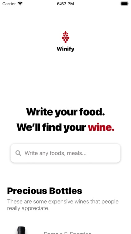 Winify: Write Food, find Wine
