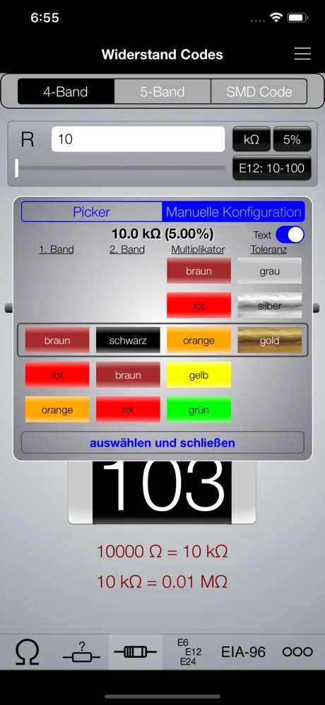 Widerstands-ToolKit, Farbcodes