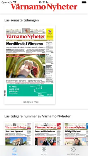 Värnamo Nyheter e-tidning screenshot 1