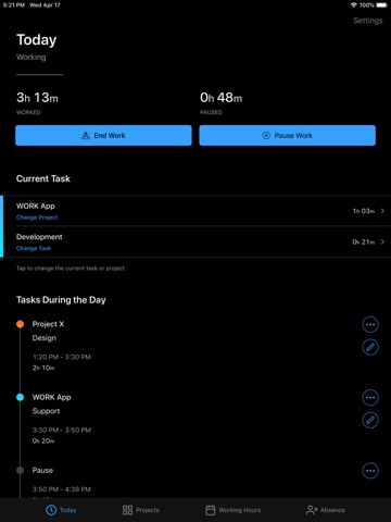 WORK • Time Sheet iPad screenshot