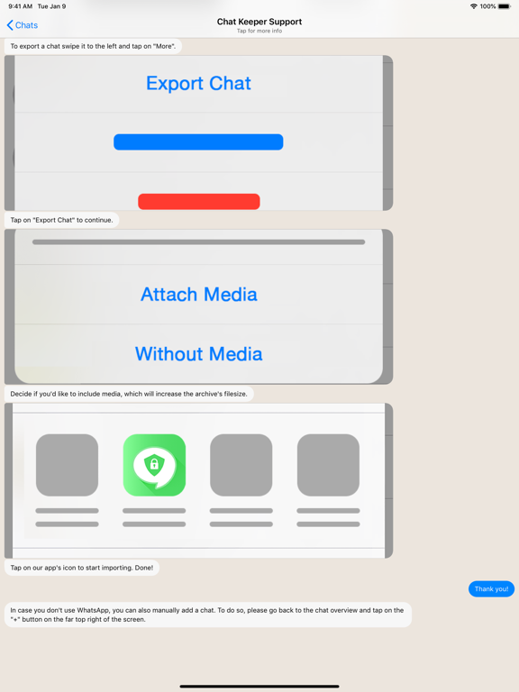 Chat Keeper iPad screenshot 4 - Utilities app