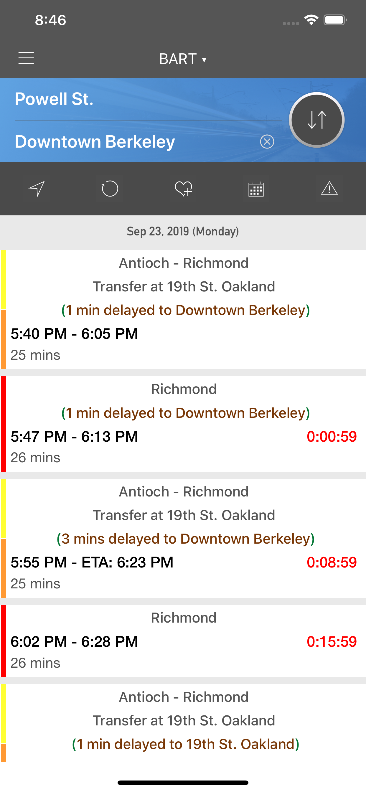 onTime : BART, Muni, Caltrain.