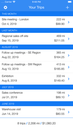 Mileage: Business Trip Tracker screenshot 1