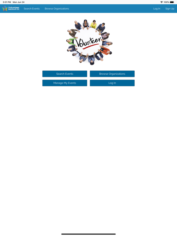 VolunteerNetwork OC iPad screenshot 1 - Social Networking app