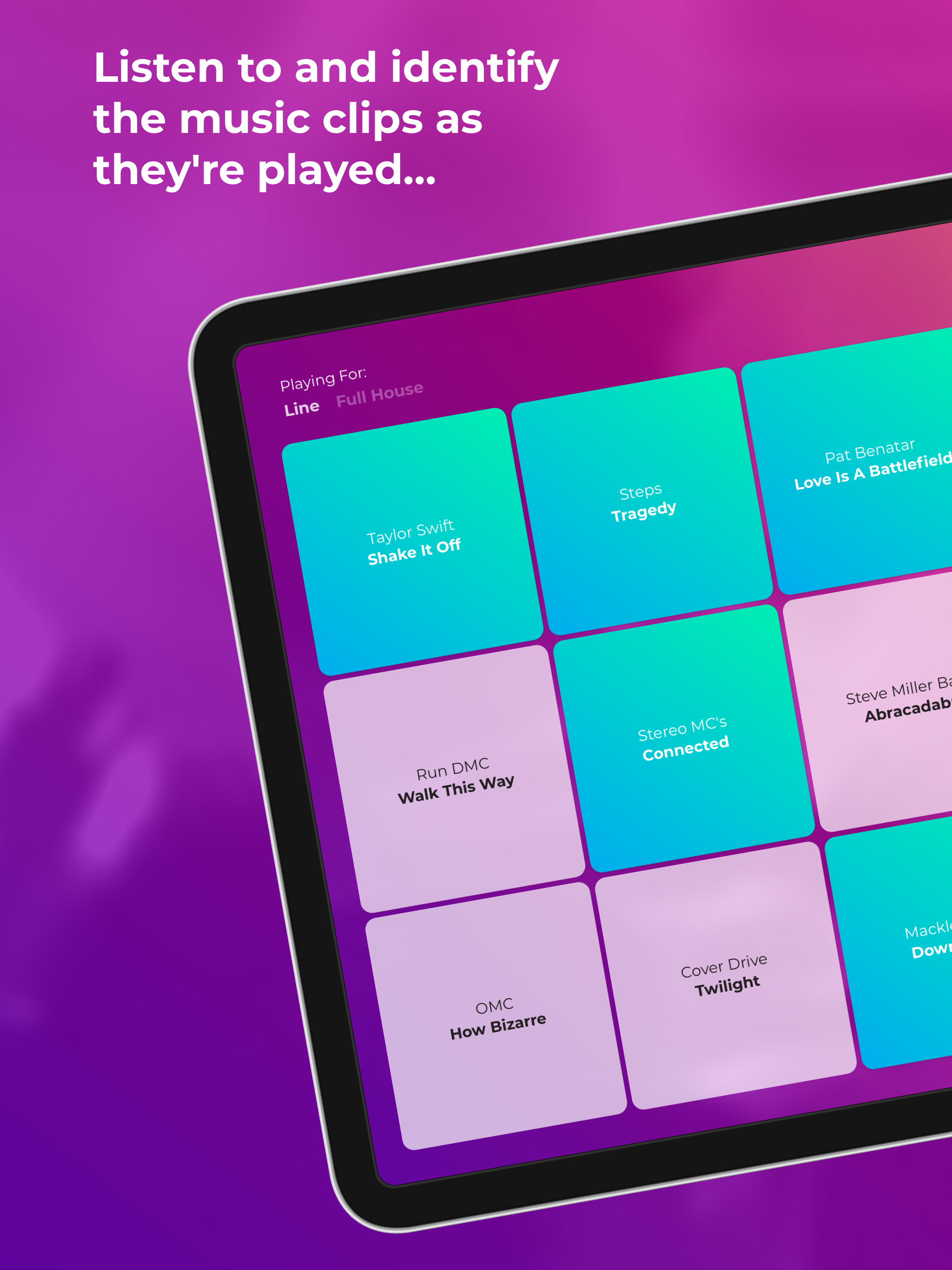 Rock and Roll Bingo Music Quiz
