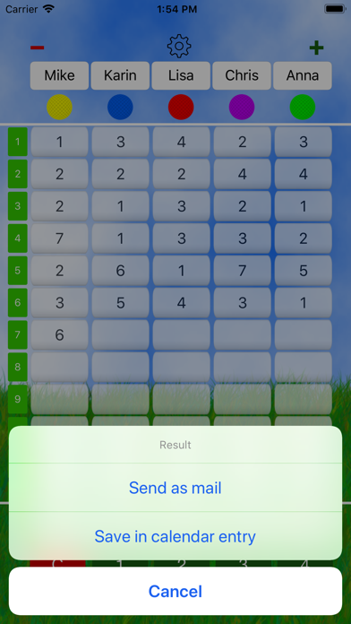 Mini Golf Score Card Screenshot