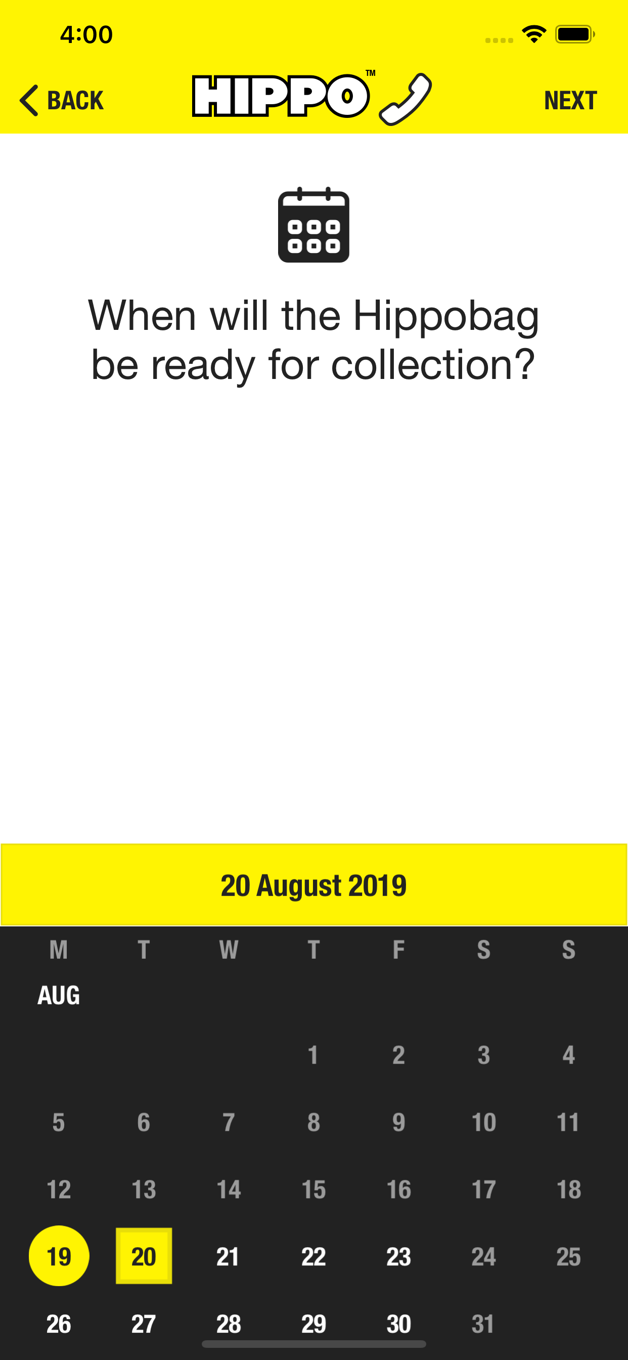 Hippo Collection Booking App