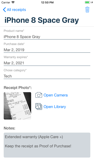 Keep Receipt Screenshot