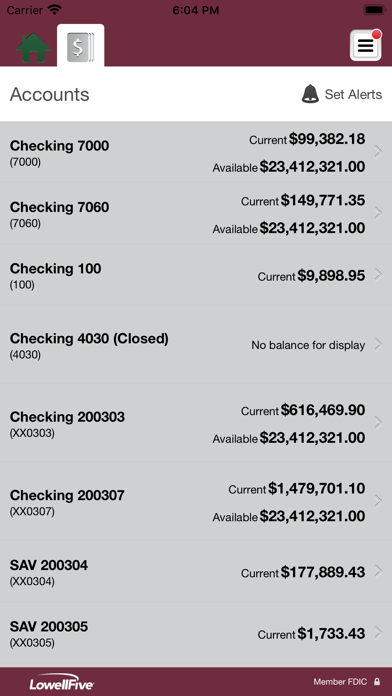 Lowell Five Business Banking Screenshot