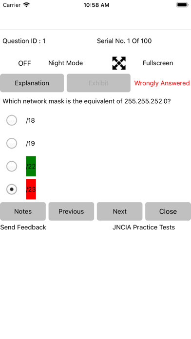 Exam Simulator For JNCIA Junos Screenshot