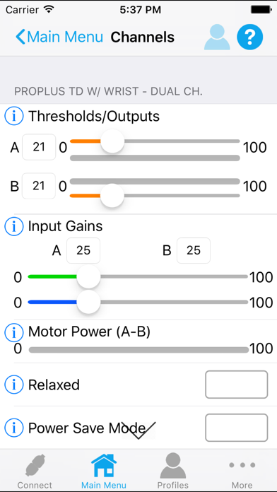 Motion Control User Interface Screenshot