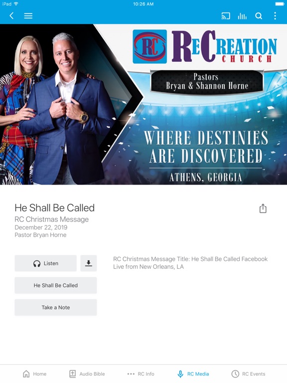 ReCreation Church iPad screenshot 3 - Lifestyle app