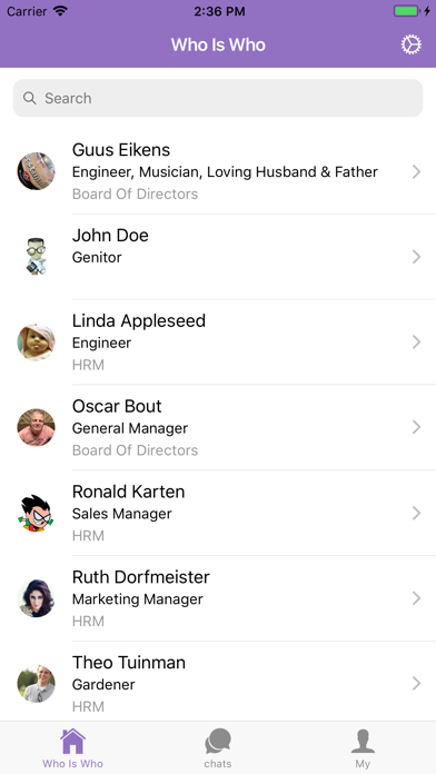 Who Is Who Net app screenshot