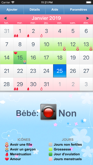 Screenshot #3 pour Calendrier règles & ovulation