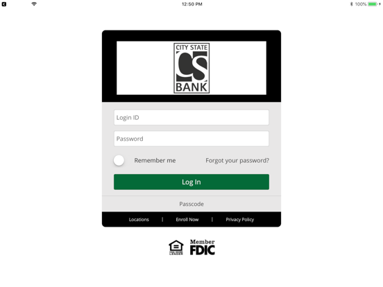 City State Bank Mobile Banking iPad screenshot 1 - Finance app