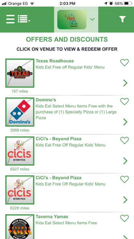 Kids Eat Free Card