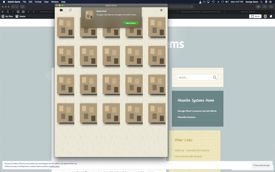 #1. Match Game allowing User Cards (macOS) By: George Moon