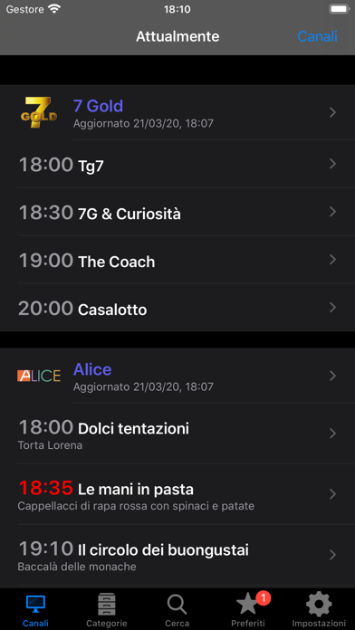 Italian TV Schedule Screenshots