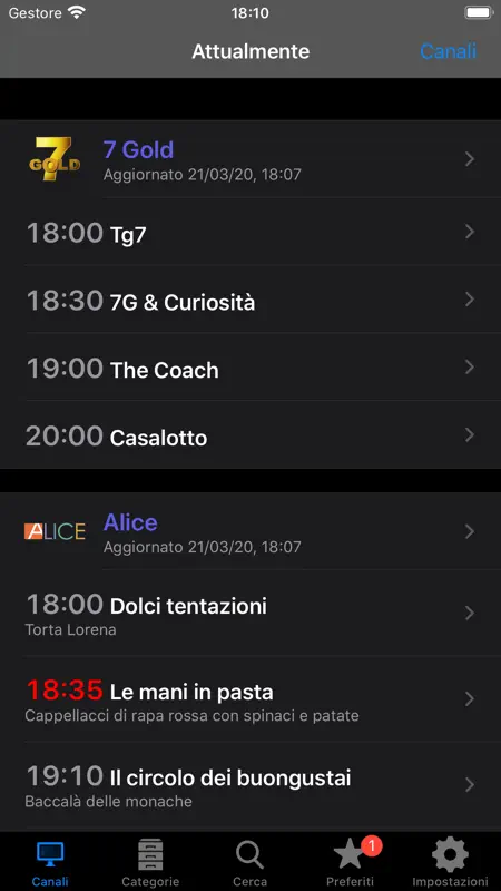 Italian TV Schedule screenshot 1 of 6