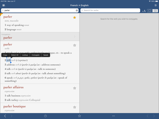 Ultralingua French-English iPad app afbeelding 1