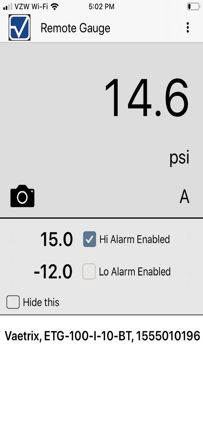 Vaetrix Remote Gauge