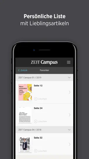 Screenshot von ZEIT Campus auf dem iPhone 4