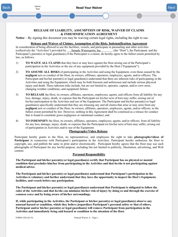 AWaiver Kiosk iPad screenshot 2 - Business app