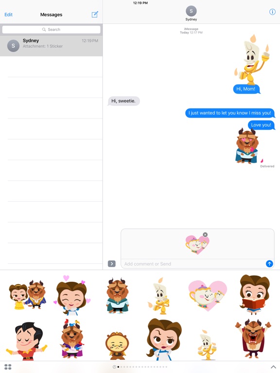 Beauty and the Beast Stickers iPad screenshot 5 - Stickers app