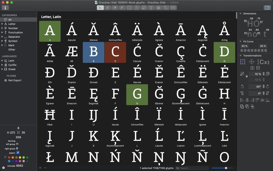 #1. Glyphs Mini 2 (macOS) 由: schriftgestaltung.de
