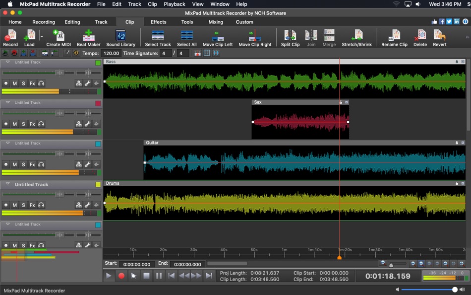 #1. MixPad Multitrack Recorder (macOS) Podle: NCH Software