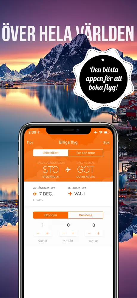 Boka billiga flygningar här