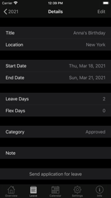 Annual Leave screenshot