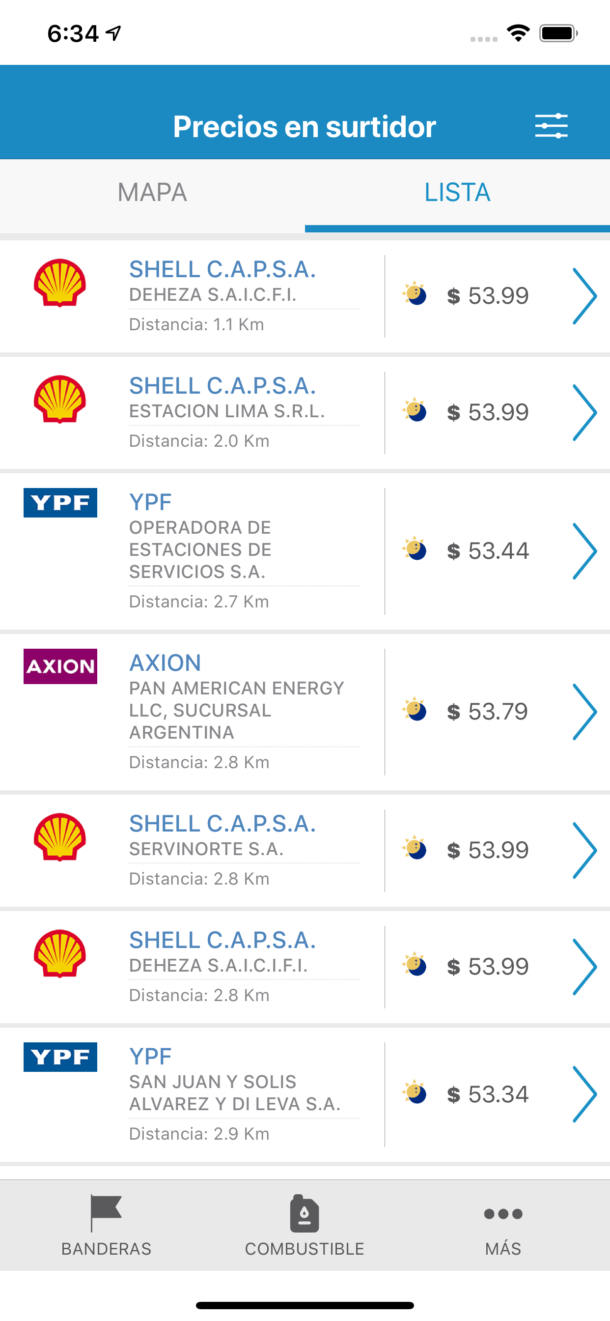 Precios en Surtidor
