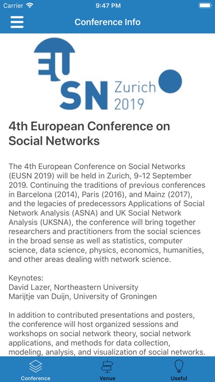 EUSN 2019 conference app