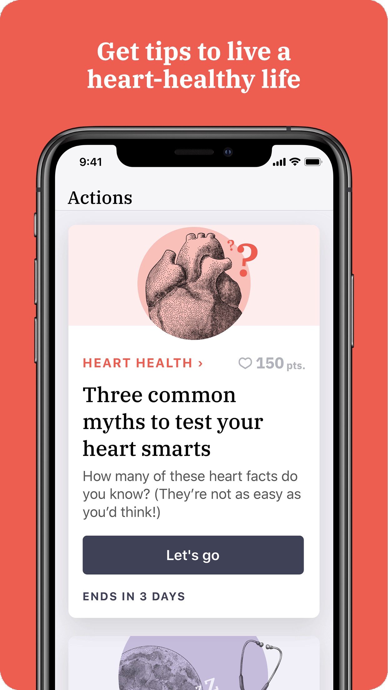 Screenshot do app Heartline Study