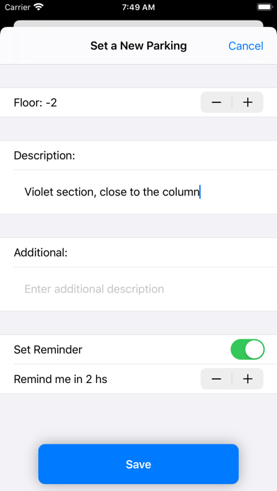 Indoor ParKing Reminder Screenshot