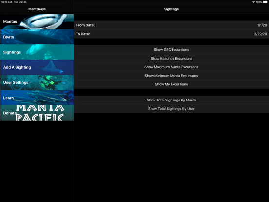 Manta Ray Tracker iPad screenshot 9 - Reference app