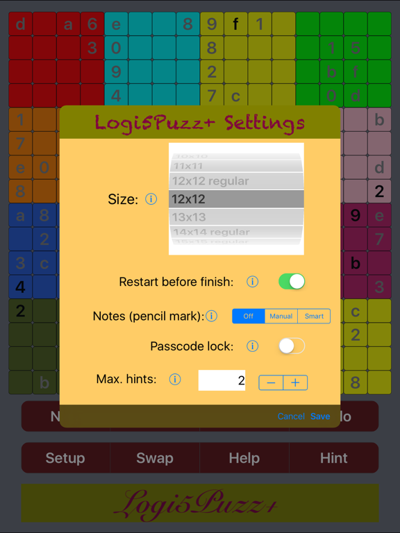 Screenshot #6 pour Logi5Puzz+ 3x3 to 16x16 Sudoku