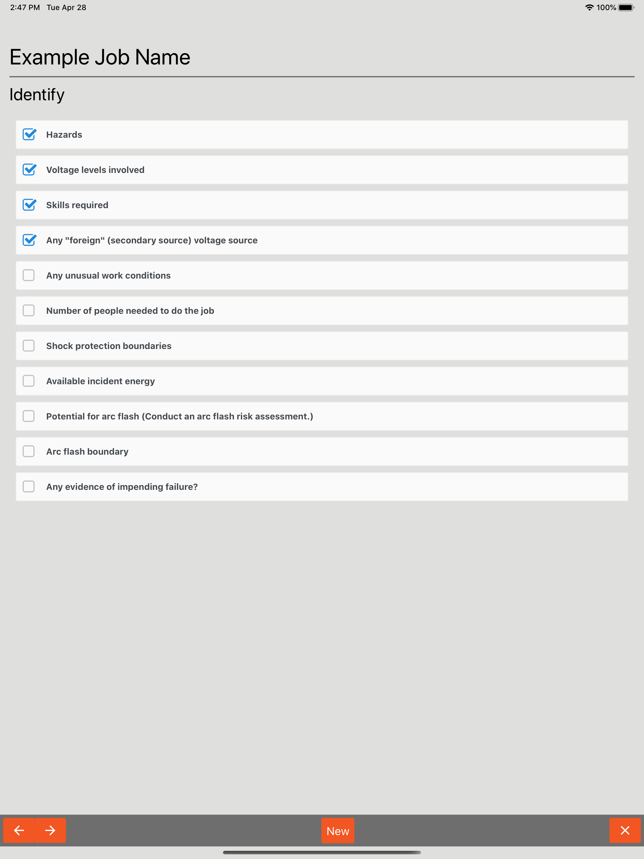 Electrical Risk Checklist NTT
