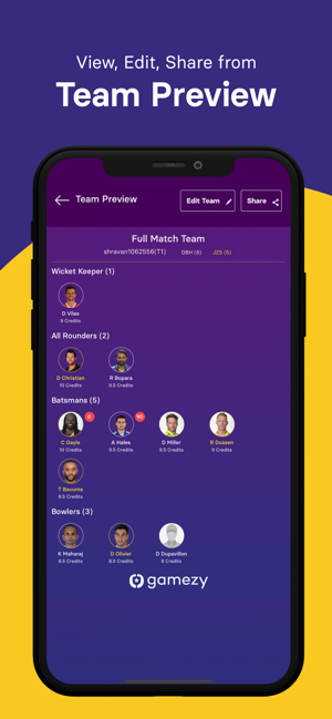Gamezy Fantasy Cricket(圖8)-速報App