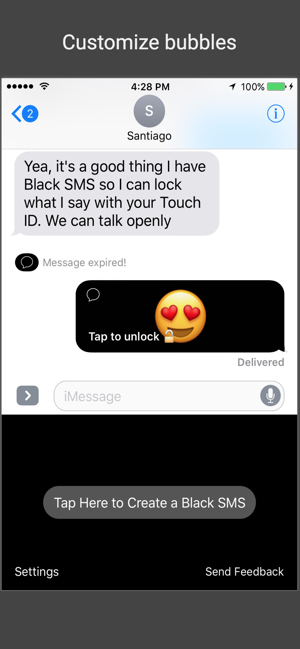 ‎Black SMS - Protected Texts Screenshot