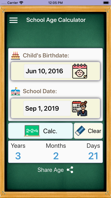 Screenshot #1 pour School Age Calculator App 2020